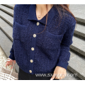 Female Autumn and Winter Thick Sweater Elegant small fragrance short knitted cardigan Manufactory